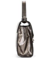silberne Satchel-Tasche aus Leder von EMILY & NOAH