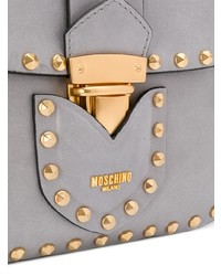 silberne Satchel-Tasche aus Leder von Moschino