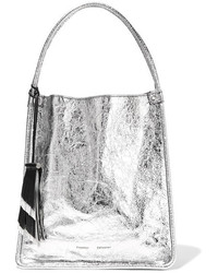 silberne Shopper Tasche aus Leder mit Reliefmuster von Proenza Schouler