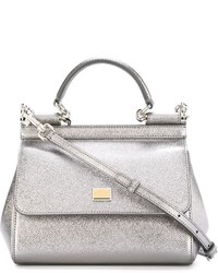 silberne Shopper Tasche aus Leder von Dolce & Gabbana