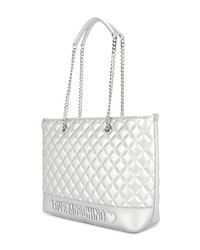 silberne Shopper Tasche aus Leder von Love Moschino