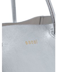 silberne Shopper Tasche aus Leder von Sacai