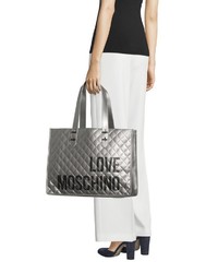 silberne Shopper Tasche aus Leder von Love Moschino