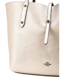 silberne Shopper Tasche aus Leder von Coach