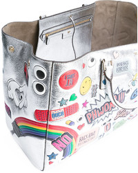 silberne Shopper Tasche aus Leder von Anya Hindmarch