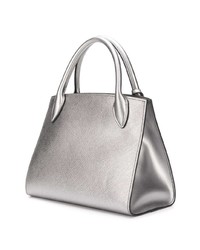 silberne Shopper Tasche aus Leder von Prada