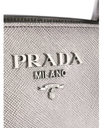 silberne Shopper Tasche aus Leder von Prada
