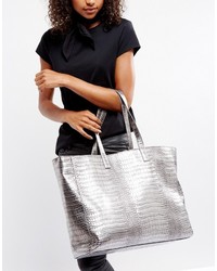 silberne Shopper Tasche von Pieces