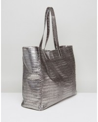 silberne Shopper Tasche von Pieces