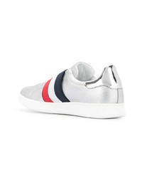 silberne Slip-On Sneakers aus Leder von Moncler