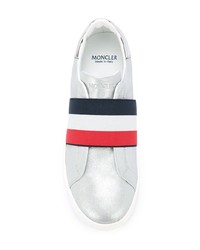 silberne Slip-On Sneakers aus Leder von Moncler