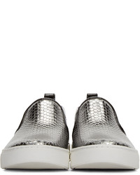 silberne Slip-On Sneakers aus Leder von Marc by Marc Jacobs