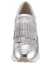 silberne Slip-On Sneakers aus Leder von Franco Russo