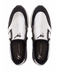 silberne Slip-On Sneakers aus Leder von Giuseppe Zanotti