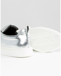 silberne Slip-On Sneakers aus Leder von Sol Sana