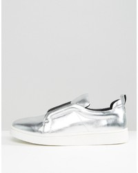 silberne Slip-On Sneakers aus Leder von Sol Sana