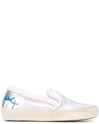 silberne Slip-On Sneakers aus Leder von Philippe Model