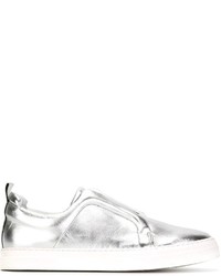 silberne Slip-On Sneakers aus Leder von Pierre Hardy