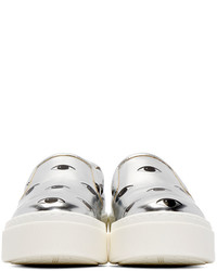 silberne Slip-On Sneakers aus Leder von Kenzo