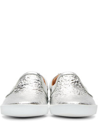 silberne Slip-On Sneakers aus Leder von Jimmy Choo