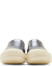 silberne Slip-On Sneakers aus Leder von Rick Owens