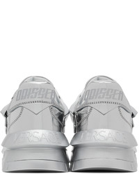 silberne Slip-On Sneakers aus Leder von Versace