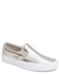 silberne Slip-On Sneakers aus Segeltuch