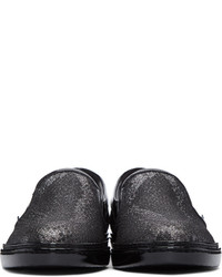 silberne Slip-On Sneakers mit Schlangenmuster von Jimmy Choo