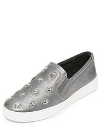 silberne Slip-On Sneakers mit Sternenmuster