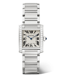 silberne Uhr von Cartier