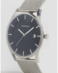 silberne Uhr von Skagen