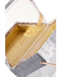 silberne verzierte Clutch von Charlotte Olympia