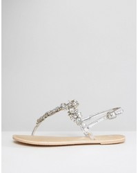 silberne verzierte flache Sandalen von Asos