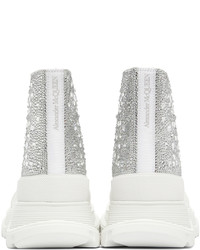 silberne verzierte hohe Sneakers von Alexander McQueen