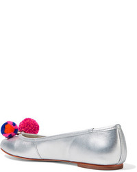 silberne verzierte Leder Ballerinas von Sophia Webster