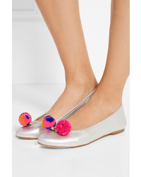 silberne verzierte Leder Ballerinas von Sophia Webster