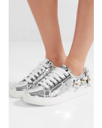 silberne verzierte Leder niedrige Sneakers von Marc Jacobs