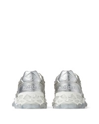 silberne verzierte Leder niedrige Sneakers von Jimmy Choo