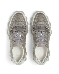 silberne verzierte Leder niedrige Sneakers von Jimmy Choo