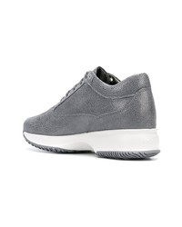 silberne verzierte Leder niedrige Sneakers von Hogan