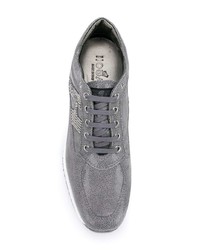 silberne verzierte Leder niedrige Sneakers von Hogan