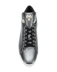 silberne verzierte Leder niedrige Sneakers von MICHAEL Michael Kors