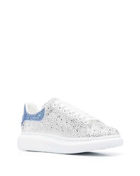 silberne verzierte Leder niedrige Sneakers von Alexander McQueen