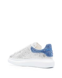 silberne verzierte Leder niedrige Sneakers von Alexander McQueen