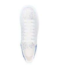 silberne verzierte Leder niedrige Sneakers von Alexander McQueen