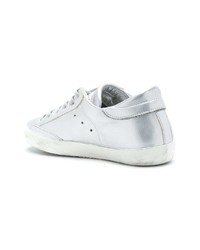 silberne verzierte Leder niedrige Sneakers von Philippe Model