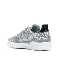 silberne verzierte Leder niedrige Sneakers von Chiara Ferragni