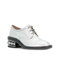 silberne verzierte Leder Oxford Schuhe von Nicholas Kirkwood