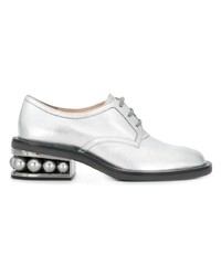 silberne verzierte Leder Oxford Schuhe von Nicholas Kirkwood