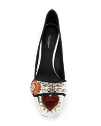 silberne verzierte Leder Pumps von Dolce & Gabbana
